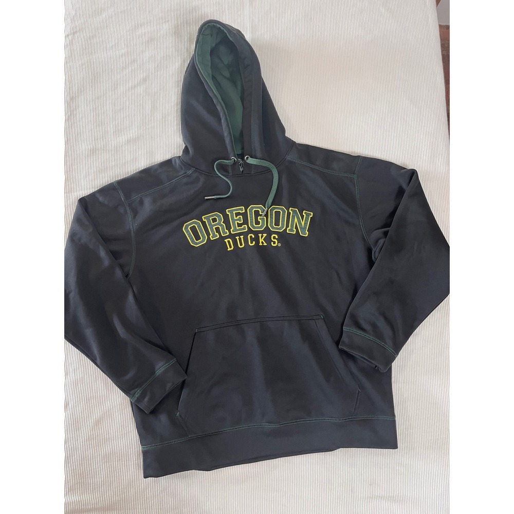 Oregon Ducks NCAA Performance Hoodie Black Green Embroidered Sweatshirt L